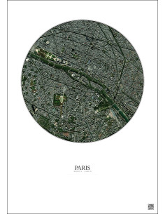 Affiche Paris – Poster vue satellite 2.5km Couleur | Gravura – Fond clair