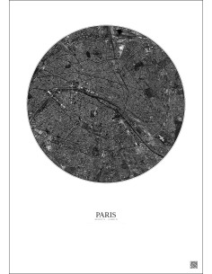 Affiche Paris – Poster vue satellite 6km N&B | Gravura – Fond clair