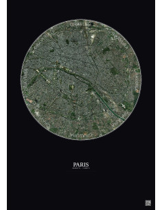 Affiche Paris – Poster vue satellite 6km Couleur | Gravura – Fond foncé