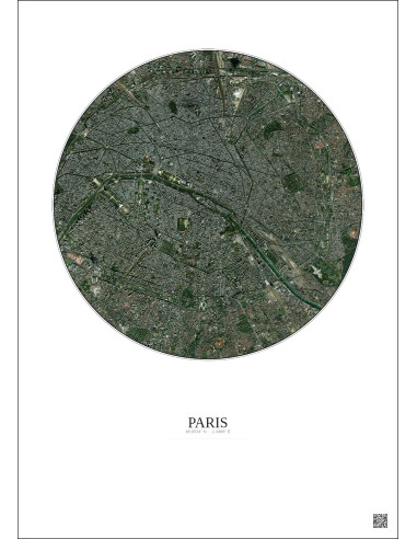 Affiche Paris – Poster vue satellite 6km Couleur | Gravura – Fond clair