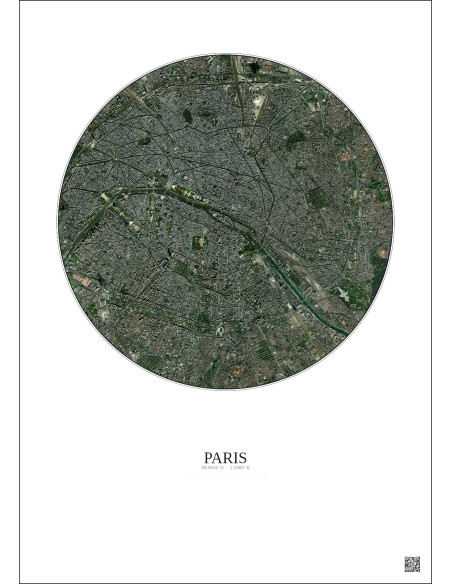 Affiche Paris – Poster vue satellite 6km Couleur | Gravura – Fond clair
