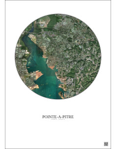Affiche Pointe A Pitre – Poster vue satellite 2.5km Couleur | Gravura – Fond clair