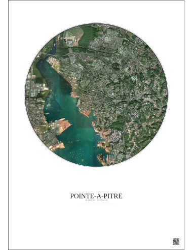 Affiche Pointe A Pitre – Poster vue satellite 2.5km Couleur | Gravura – Fond clair
