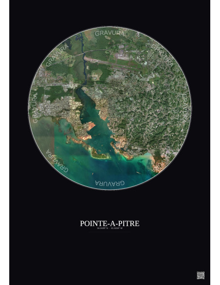 Pointe A Pitre Satellite View Poster 5km Color | Gravura – Dark background