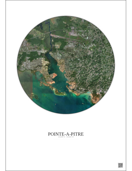Affiche Pointe A Pitre – Poster vue satellite 5km Couleur | Gravura – Fond clair