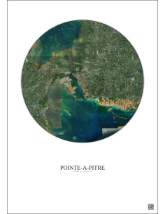 Affiche Pointe A Pitre – Poster vue satellite 10km Couleur | Gravura – Fond clair