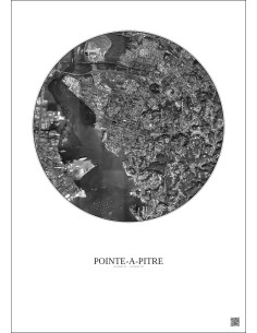 Affiche Pointe A Pitre – Poster vue satellite 2.5km N&B | Gravura – Fond clair