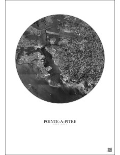 Affiche Pointe A Pitre – Poster vue satellite 5km N&B | Gravura – Fond clair
