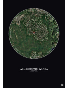 Affiche Roquefort Les Pins – Poster vue satellite 1km Couleur | Gravura – Fond foncé