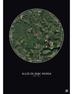 Affiche Roquefort Les Pins – Poster vue satellite 2.5km Couleur | Gravura – Fond foncé