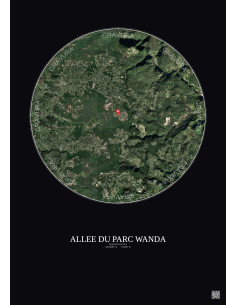 Affiche Roquefort Les Pins – Poster vue satellite 5km Couleur | Gravura – Fond foncé