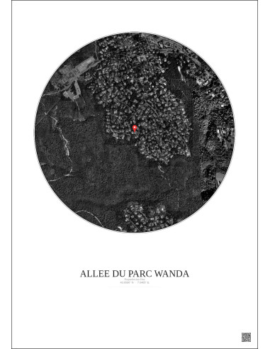Roquefort Les Pins Satellite View Poster 1km B&W | Gravura – Light background
