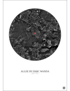 Affiche Roquefort Les Pins – Poster vue satellite 2.5km N&B | Gravura – Fond clair