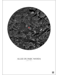 Affiche Roquefort Les Pins – Poster vue satellite 5km N&B | Gravura – Fond clair