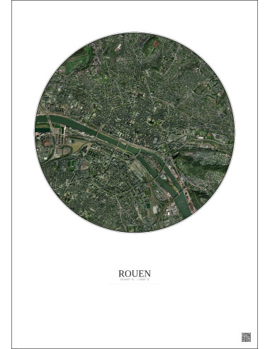 Rouen Satellite View Poster 2.5km Color | Gravura – Light background