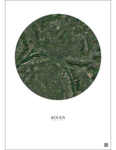 Affiche Rouen – Poster vue satellite 5km Couleur | Gravura – Fond clair