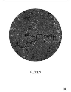 Affiche London – Poster vue satellite 10km N&B | Gravura – Fond clair