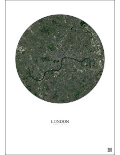 Affiche London – Poster vue satellite 10km Couleur | Gravura – Fond clair