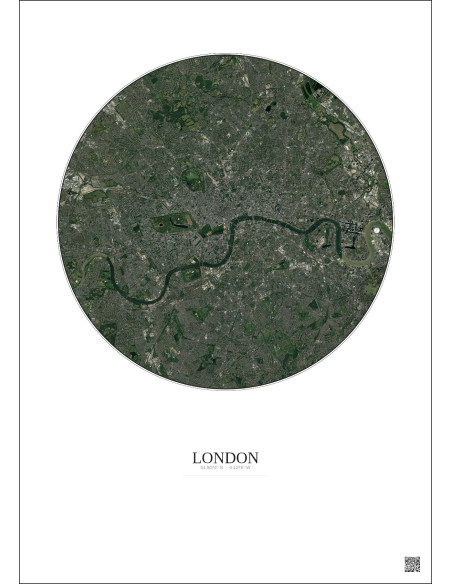 London Satellite View Poster 10km Color | Gravura – Light background