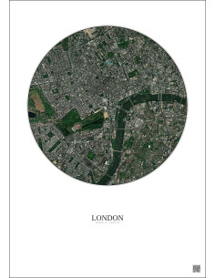 Affiche London – Poster vue satellite 2.5km Couleur | Gravura – Fond clair