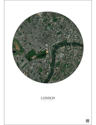 London Satellite View Poster 2.5km Color | Gravura – Light background