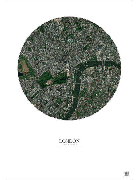 London Satellite View Poster 2.5km Color | Gravura – Light background