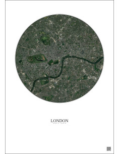 Affiche London – Poster vue satellite 6km Couleur | Gravura – Fond clair
