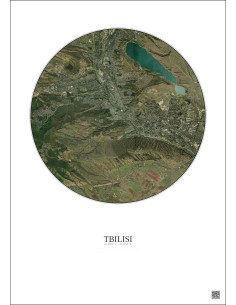 Affiche Tbilisi – Poster vue satellite 10km Couleur | Gravura – Fond clair