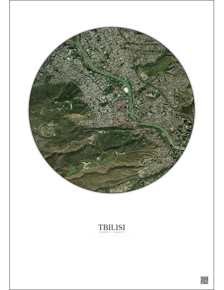 Tbilisi Satellite View Poster 2.5km Color | Gravura – Light background