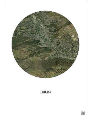 Affiche Tbilisi – Poster vue satellite 6km Couleur | Gravura – Fond clair