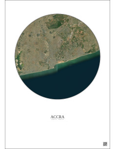 Affiche Accra – Poster vue satellite 10km Couleur | Gravura – Fond clair