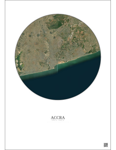 Affiche Accra – Poster vue satellite 10km Couleur | Gravura – Fond clair