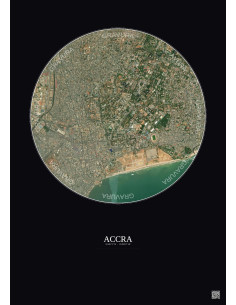 Affiche Accra – Poster vue satellite 2.5km Couleur | Gravura – Fond foncé