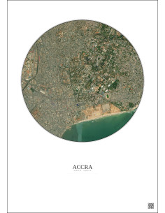Affiche Accra – Poster vue satellite 2.5km Couleur | Gravura – Fond clair