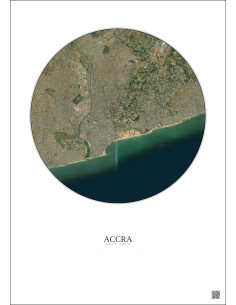 Affiche Accra – Poster vue satellite 6km Couleur | Gravura – Fond clair