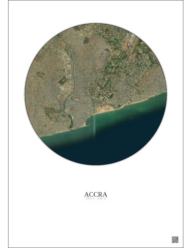 Affiche Accra – Poster vue satellite 6km Couleur | Gravura – Fond clair