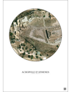 Affiche Acropole Dathenes – Poster vue satellite 0.1km Couleur | Gravura – Fond clair