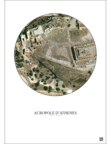 Acropole Dathenes Satellite View Poster 0.1km Color | Gravura – Light background