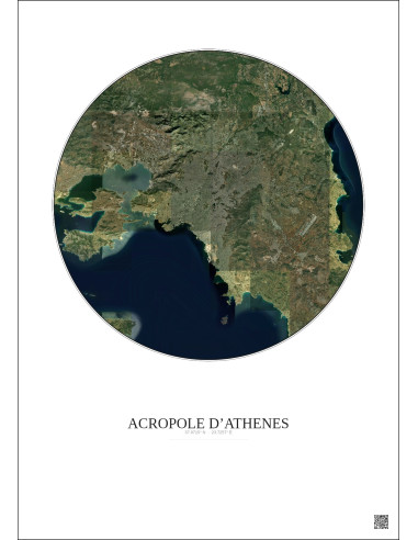 Acropole Dathenes Satellite View Poster 30km Color | Gravura – Light background