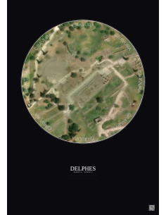 Affiche Delphes – Poster vue satellite 0.1km Couleur | Gravura – Fond foncé