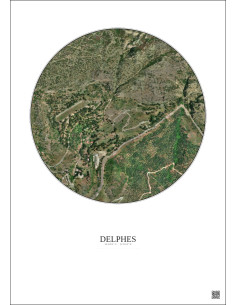 Affiche Delphes – Poster vue satellite 0.5km Couleur | Gravura – Fond clair