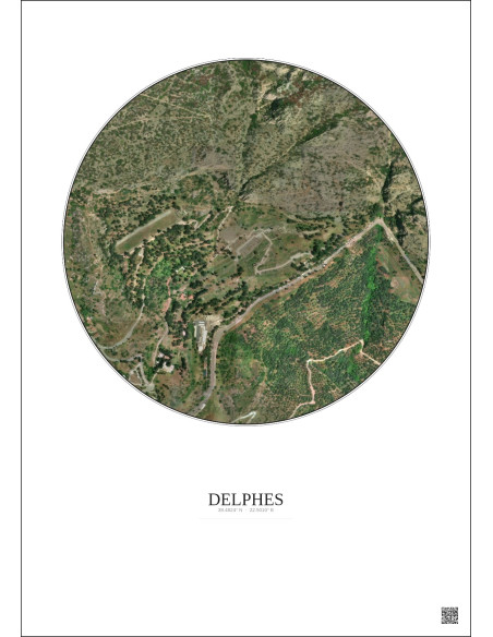 Affiche Delphes – Poster vue satellite 0.5km Couleur | Gravura – Fond clair