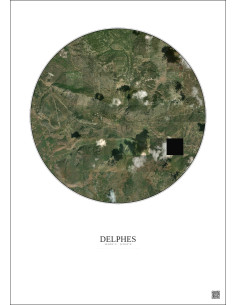 Affiche Delphes – Poster vue satellite 5km Couleur | Gravura – Fond clair