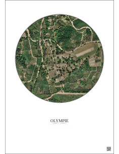 Affiche Olympie – Poster vue satellite 0.5km Couleur | Gravura – Fond clair