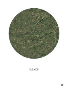 Affiche Olympie – Poster vue satellite 10km Couleur | Gravura – Fond clair