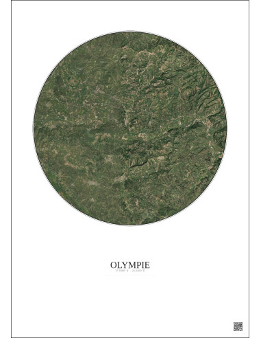 Affiche Olympie – Poster vue satellite 10km Couleur | Gravura – Fond clair
