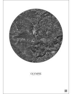 Affiche Olympie – Poster vue satellite 5km N&B | Gravura – Fond clair