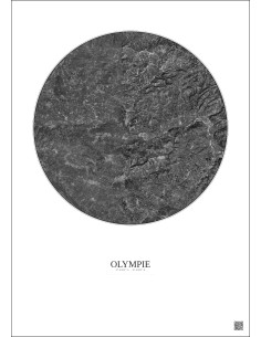 Affiche Olympie – Poster vue satellite 10km N&B | Gravura – Fond clair