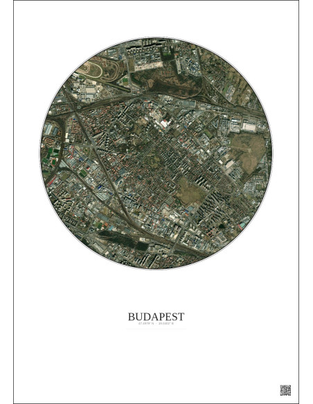 Budapest Satellite View Poster 2.5km Color | Gravura – Light background