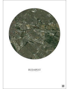 Affiche Budapest – Poster vue satellite 6km Couleur | Gravura – Fond clair